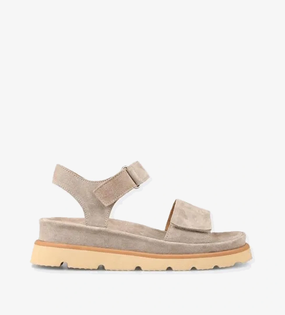 Bej Deri Kadın Sandalet - Görsel 1