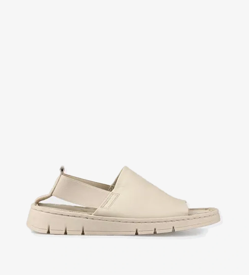 Ekru Deri Kadın Spor Sandalet - Görsel 1