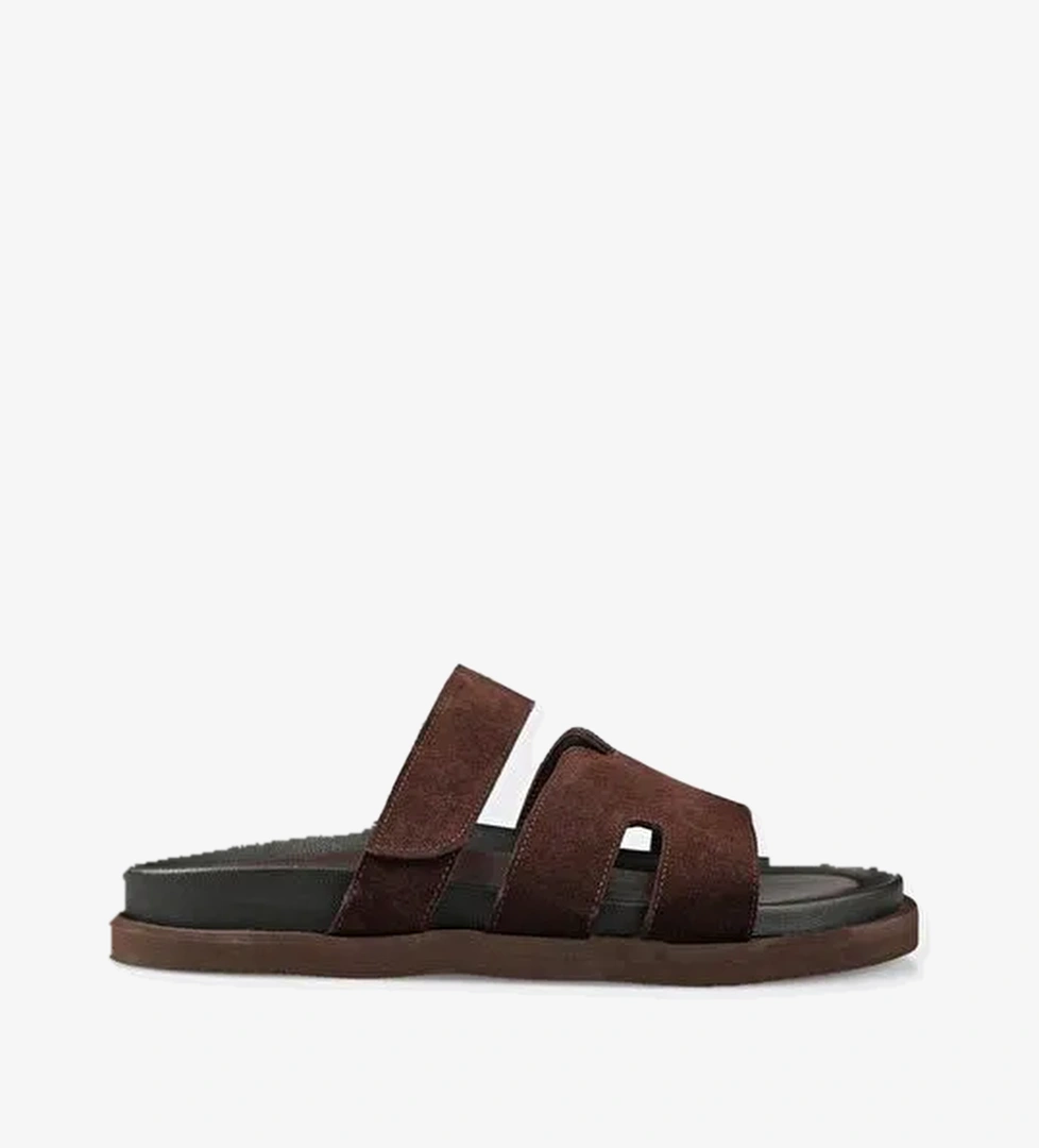 Kahve Deri Erkek Günlük Terlik - Görsel 1