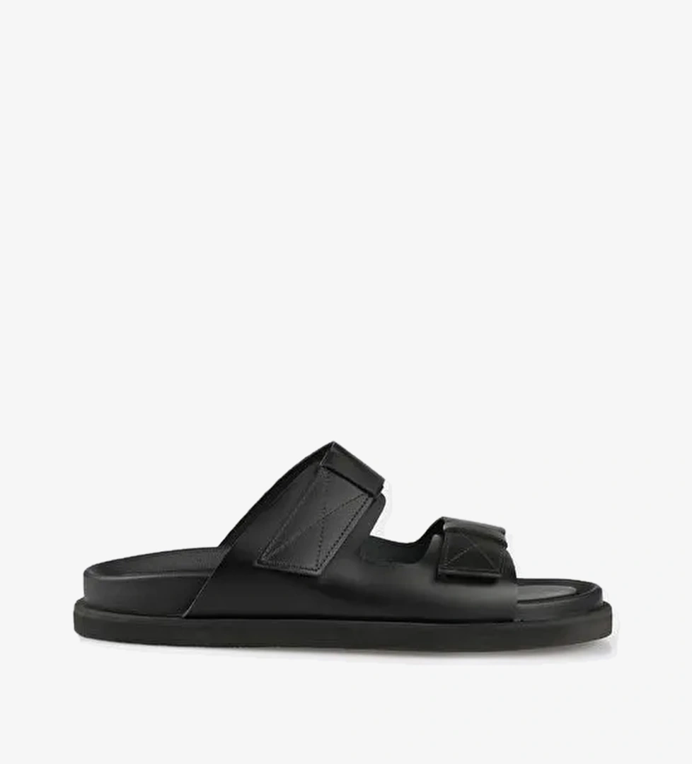 Siyah Deri Erkek Terlik - Görsel 1