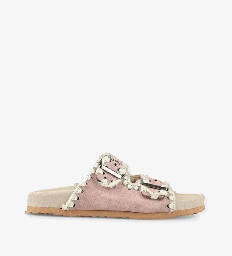 Pudra Deri Kadın Düz Terlik - Görsel 1