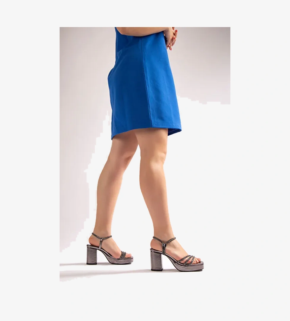 Jenny Kadın Platform Topuklu Ayakkabı Nikel Taşlı - Görsel 1