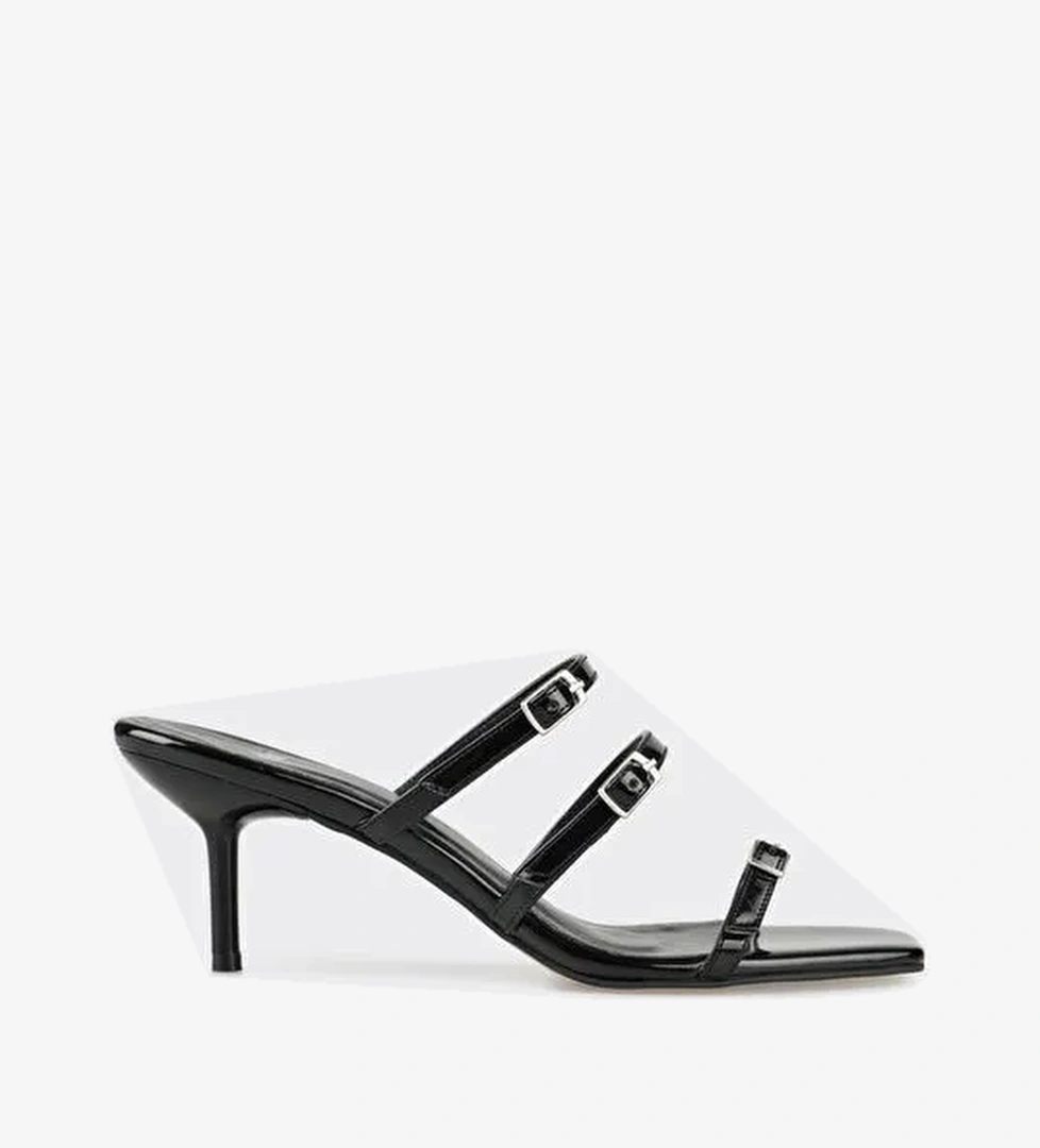 Siyah Kadın Topuklu Terlik - Görsel 1