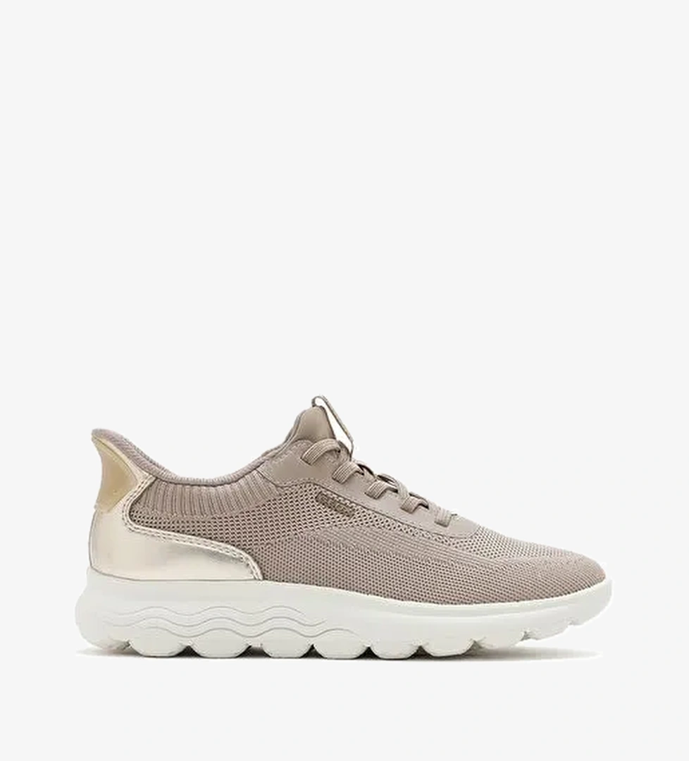 Geox Kadın Bej Spherica Plus Bağcıklı Kalın Tabanlı Kumaş Sneaker D557MA06KBNCH62L - Görsel 1