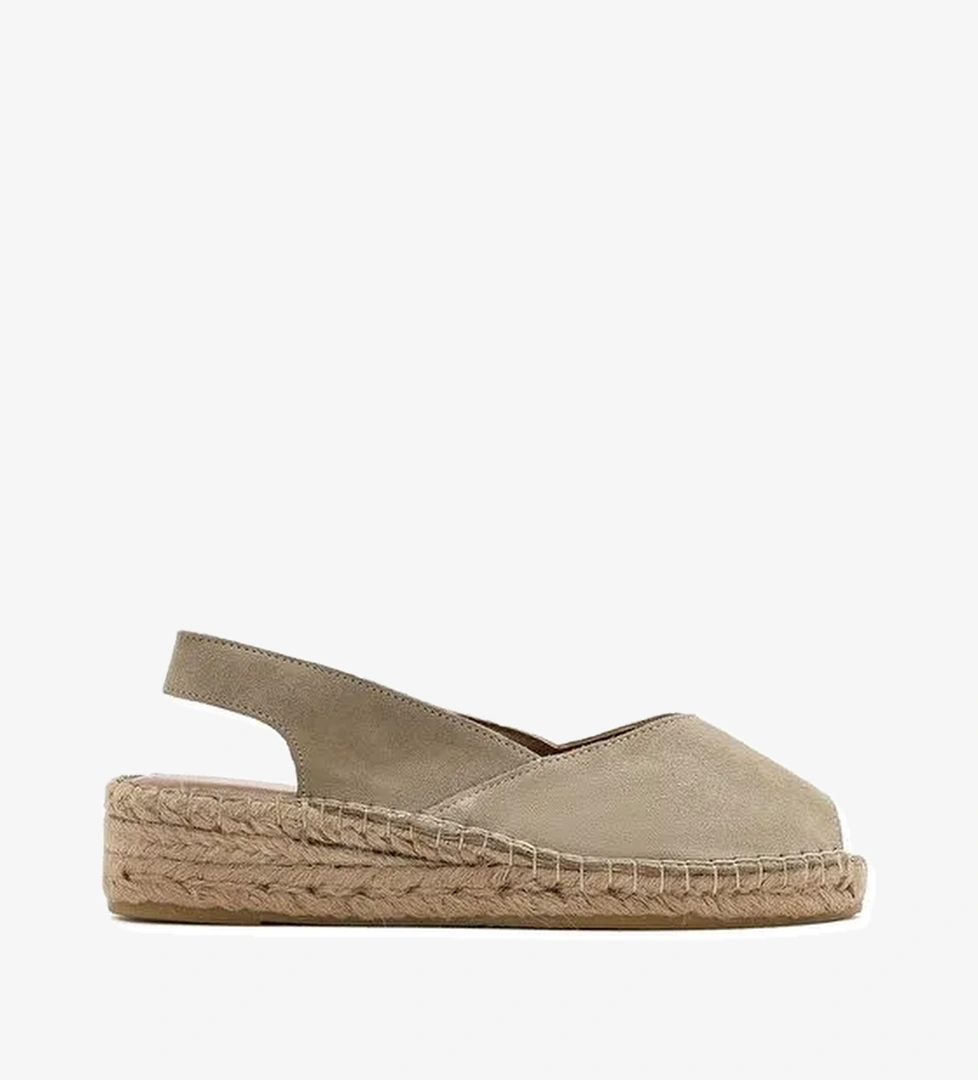 Kadın Bej Süet Espadril Sandalet 25SFD206710 - Görsel 1