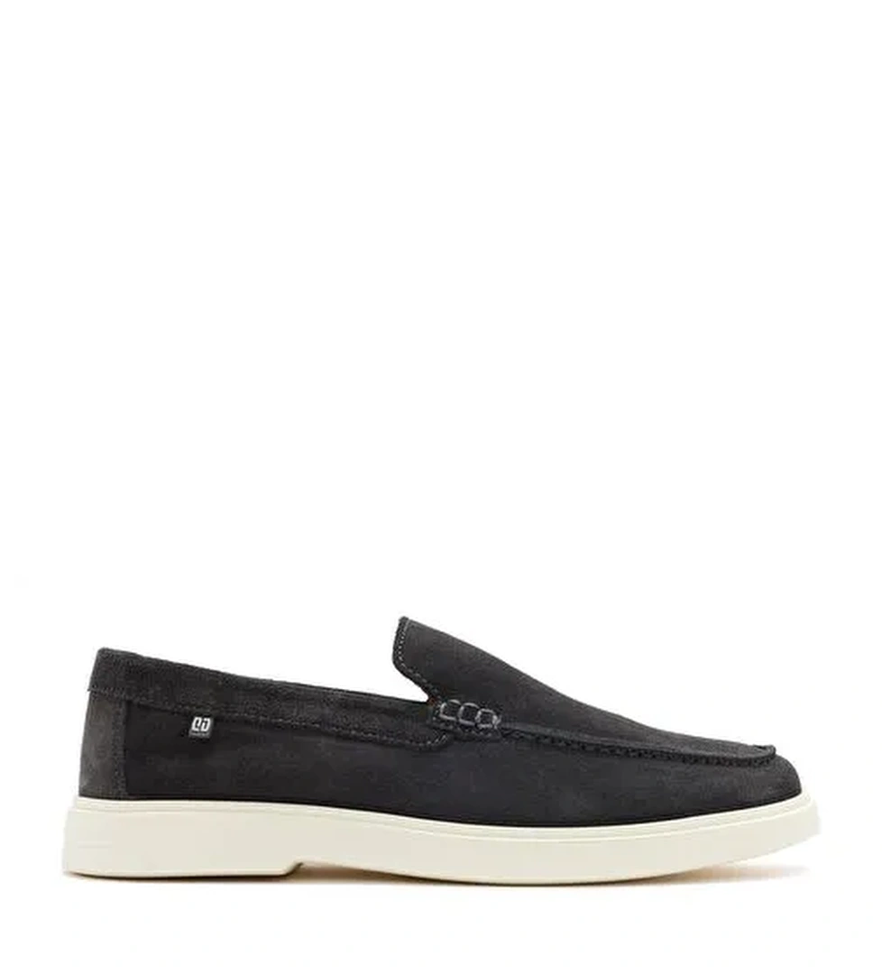 Erkek Gri Süet Deri Casual Loafer 25SFD707610 - Görsel 1