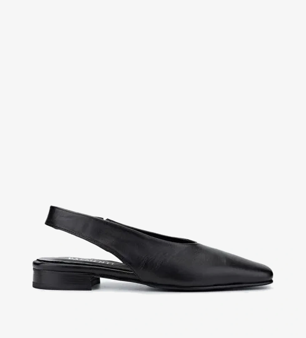 Valmenti Kadın Hakiki Deri Siyah Deri Babet - Görsel 1