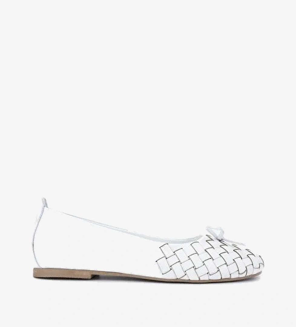 Valmenti Kadın Hakiki Deri Beyaz Babet Ayakkabı - Görsel 1