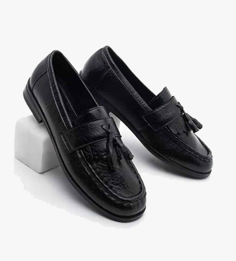 Kadın Loafer Püsküllü Günlük Ayakkabı Loriza Siyah - Görsel 1