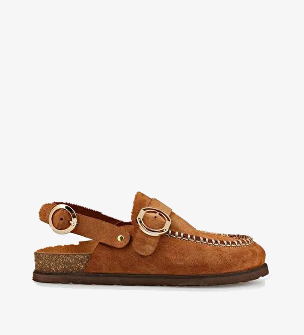 Taba Deri Kadın Terlik - Görsel 1