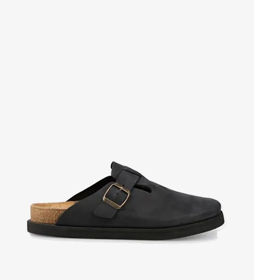 Siyah Deri Erkek Terlik - Görsel 1