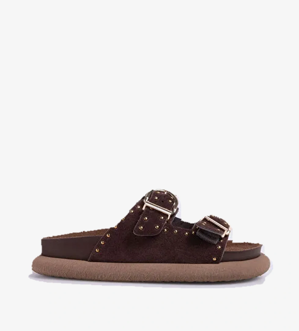 Fabrika Kahverengi Kadın Deri Terlik D-DESTINY