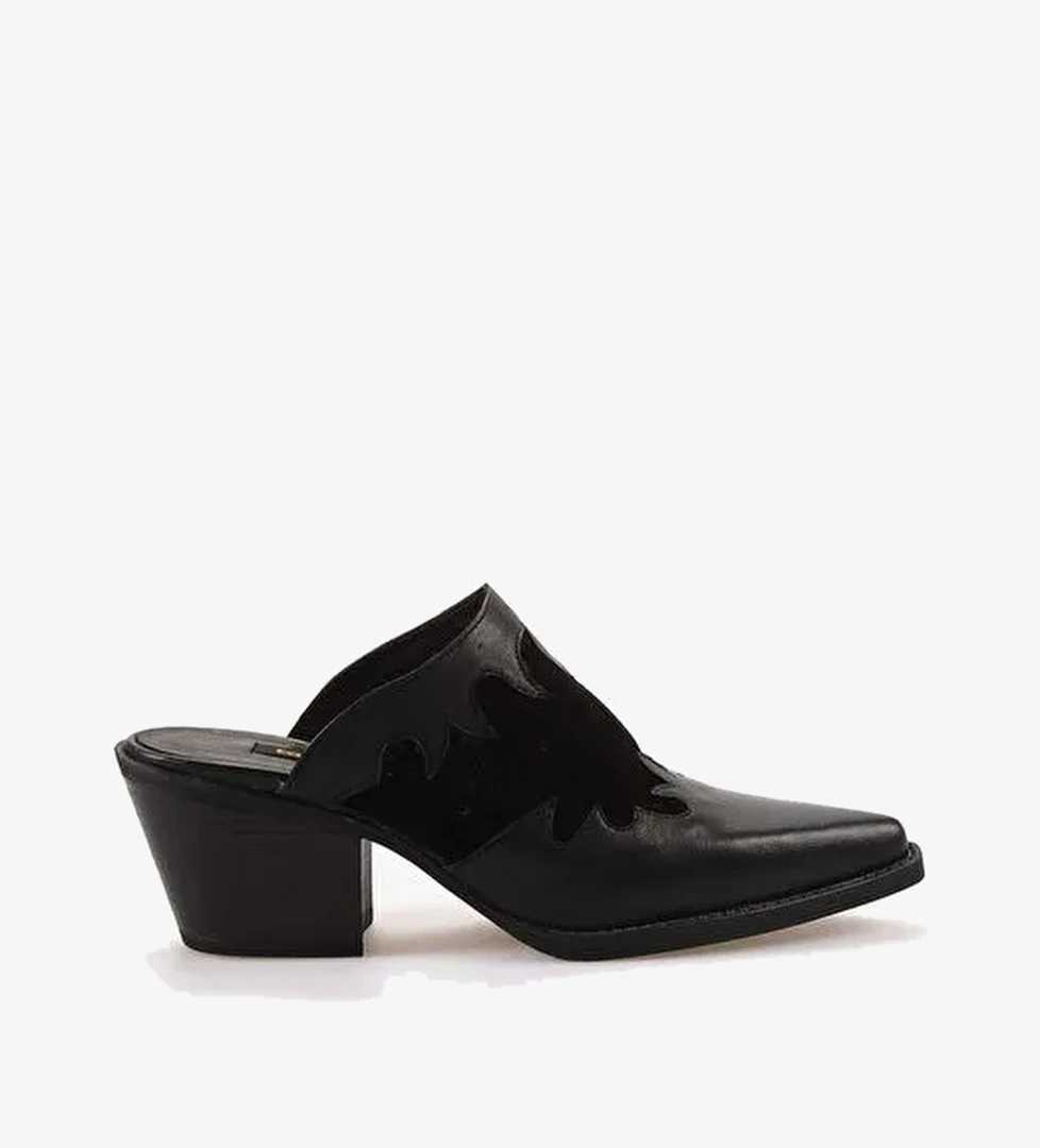 Kemal Tanca Hakiki Deri Topuklu Kadın Terlik 11808 - Görsel 1