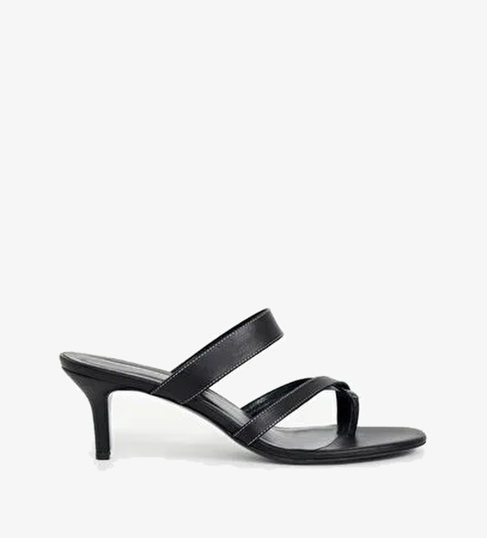 Parmak Arası Deri Topuklu Terlik - Görsel 1