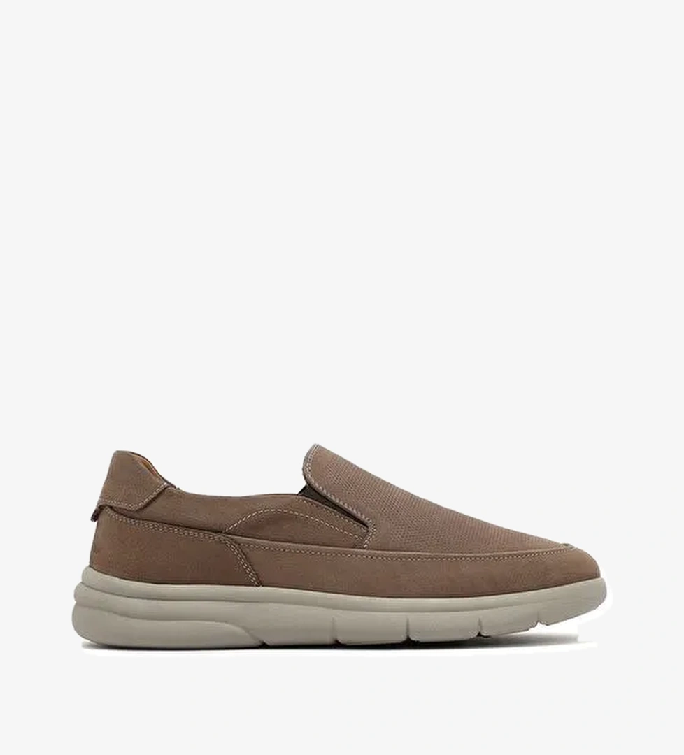 Erkek Bej Nubuk Deri Comfort Loafer 25SFD7651V3 - Görsel 1