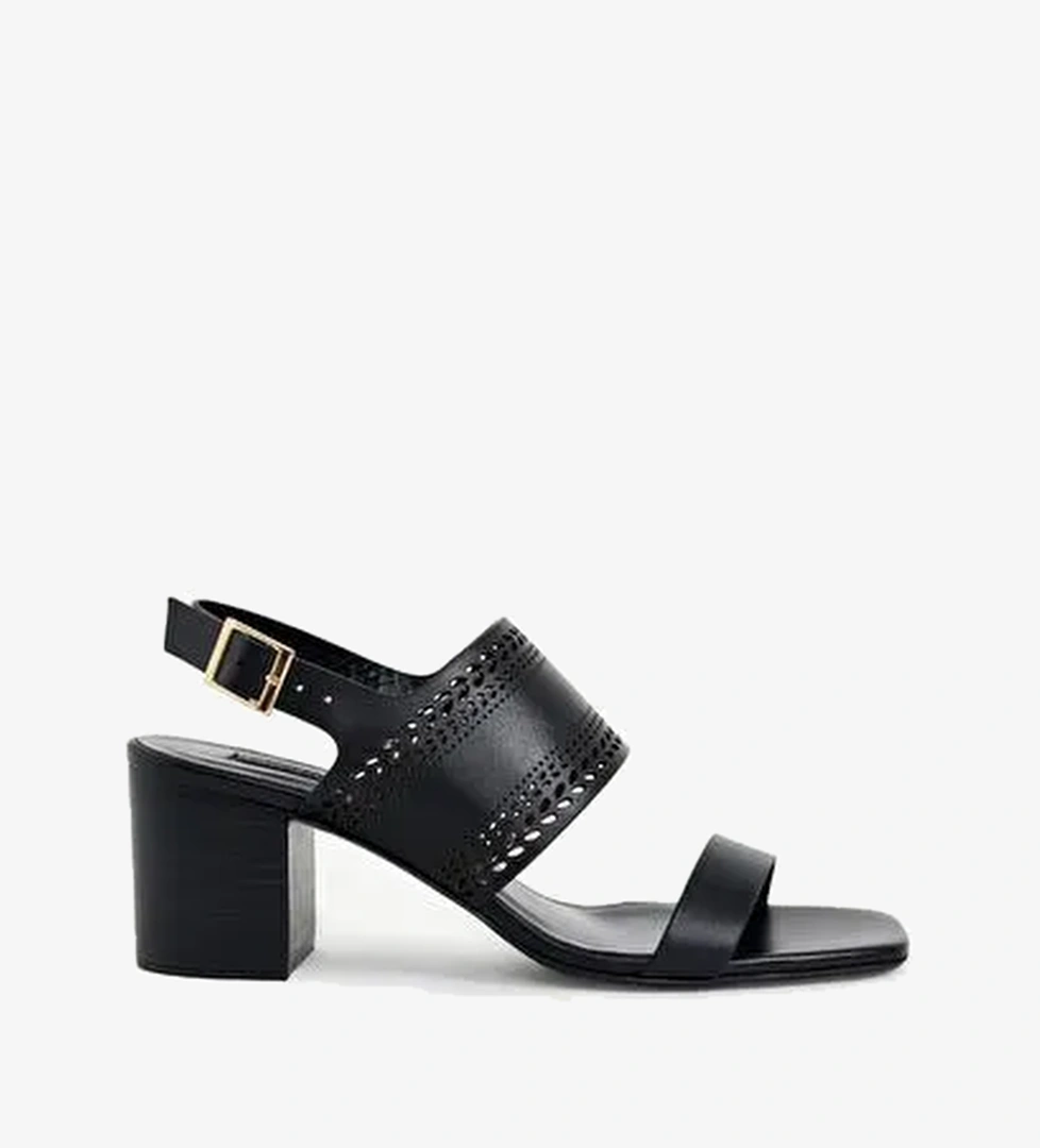 Lazer Kesim Deri Topuklu Ayakkabı - Görsel 1