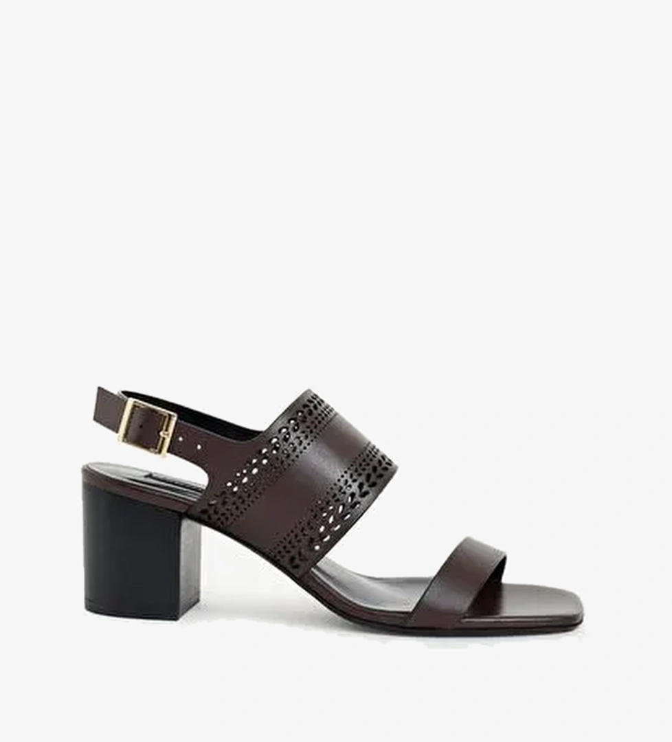 Lazer Kesim Deri Topuklu Ayakkabı - Görsel 1