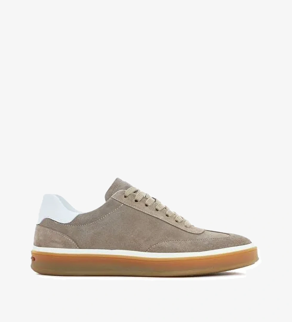 Erkek Bej Bağcıklı Süet Deri Sneaker 25SFD641910 - Görsel 1