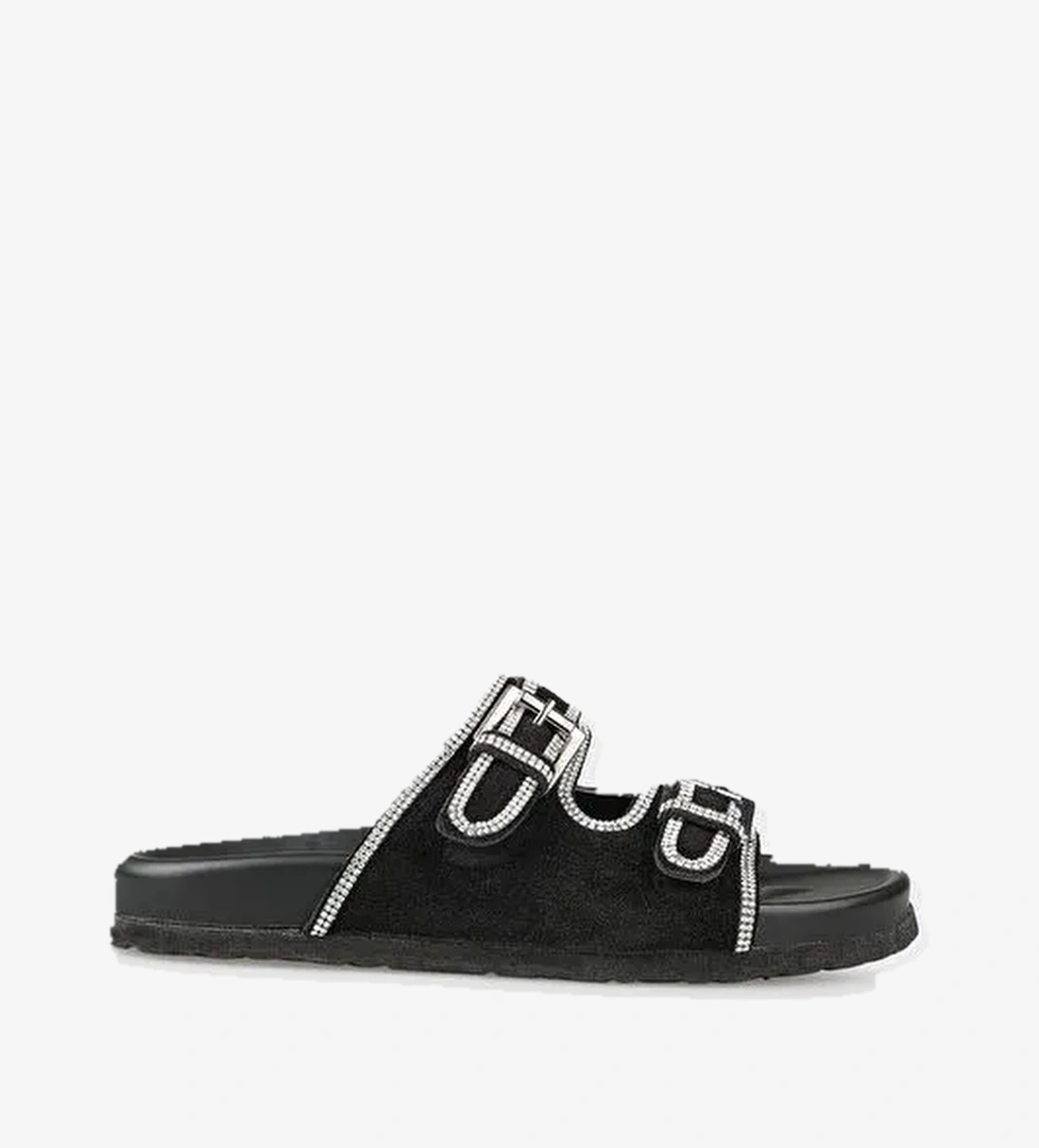 Siyah Deri Kadın Terlik - Görsel 1