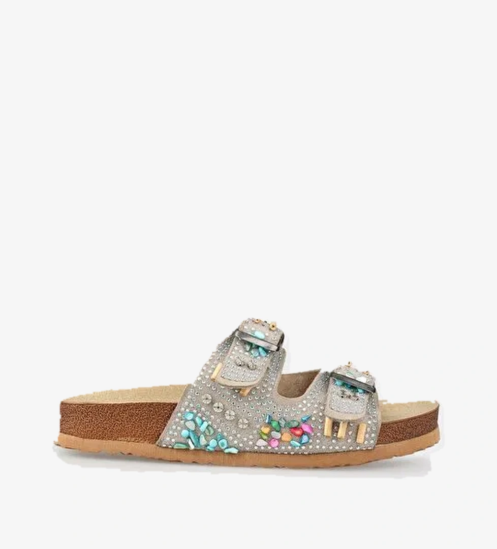 Bej Deri Kadın Terlik - Görsel 1