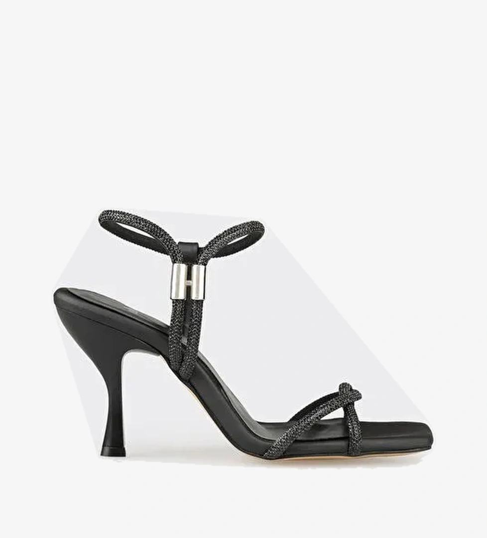 Siyah Kadın Topuklu Sandalet - Görsel 1