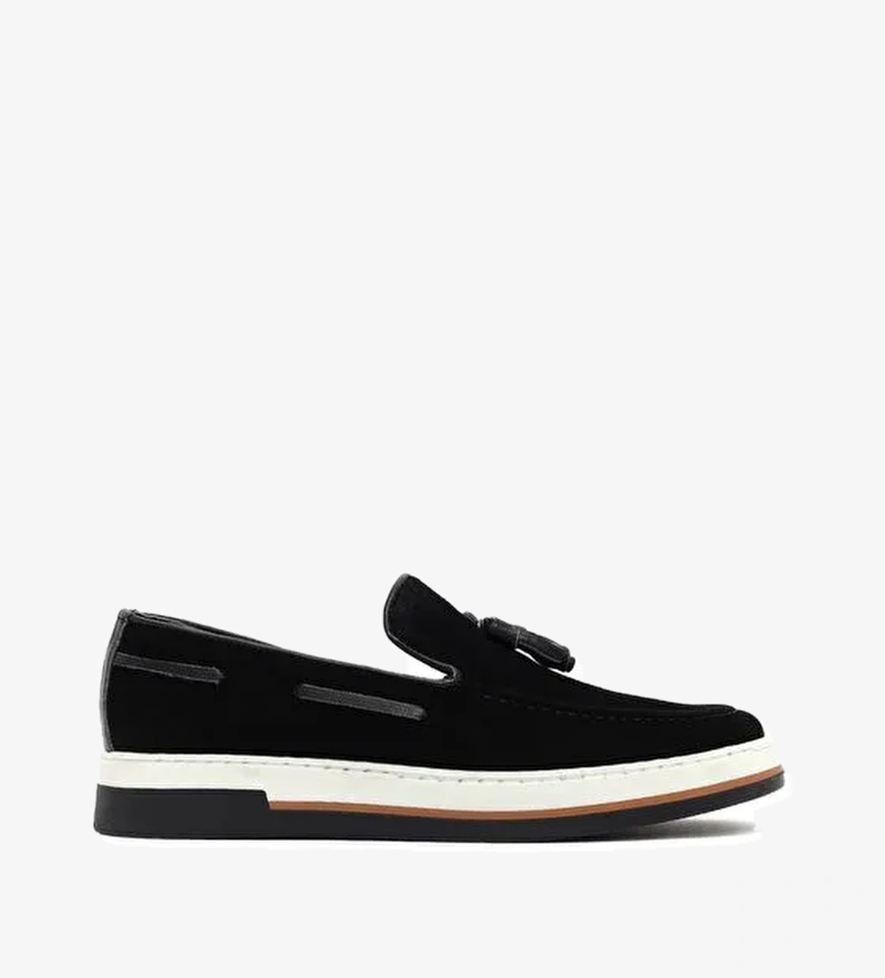 Erkek Siyah Süet Deri Casual Loafer 25SFD680410 - Görsel 1