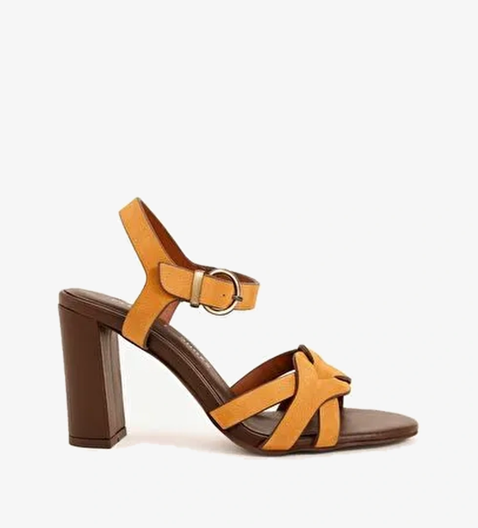 Örgü Detaylı Deri Topuklu Ayakkabı - Görsel 1