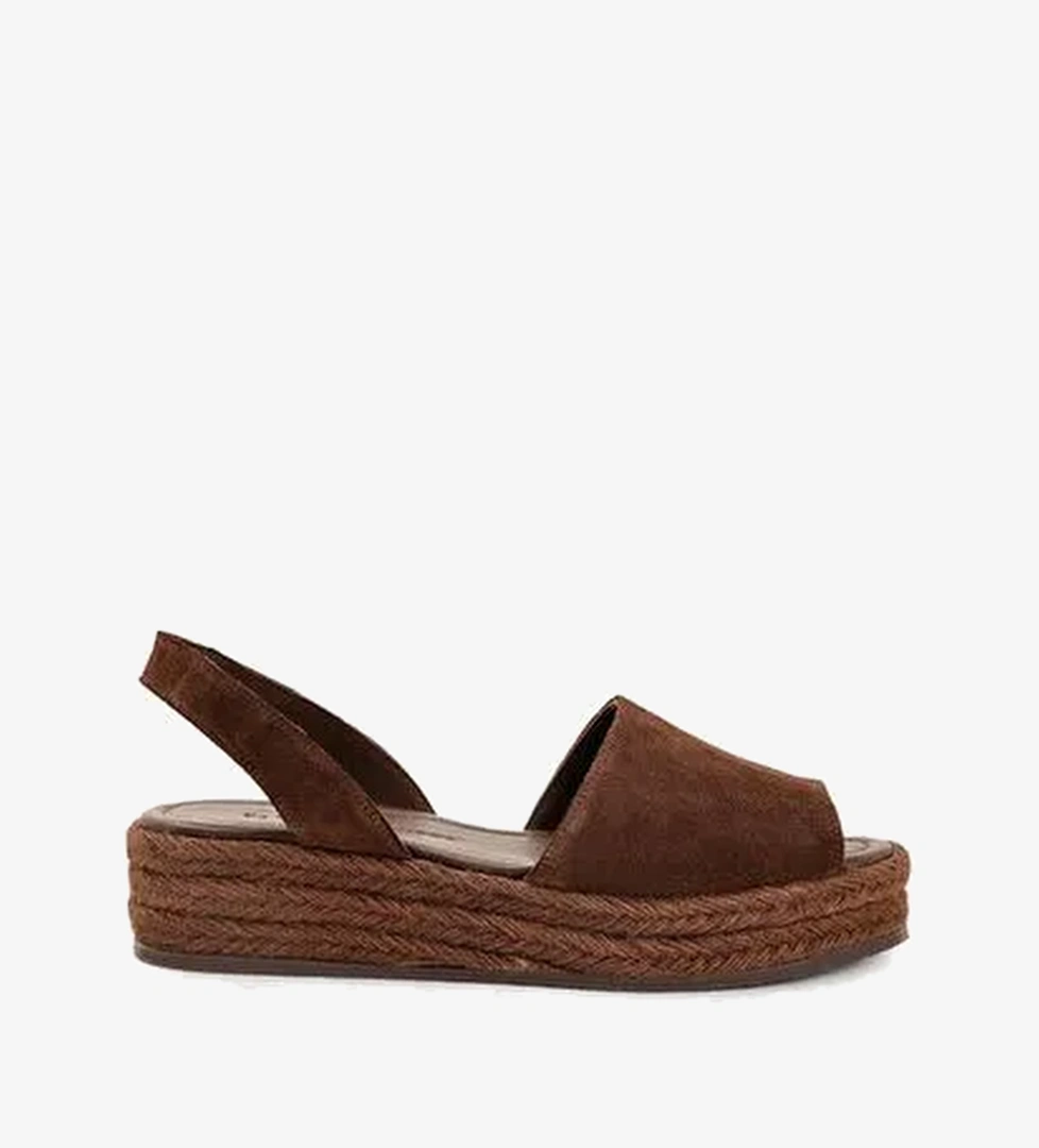 Jüt Tabanlı Deri Espadril Sandalet - Görsel 1