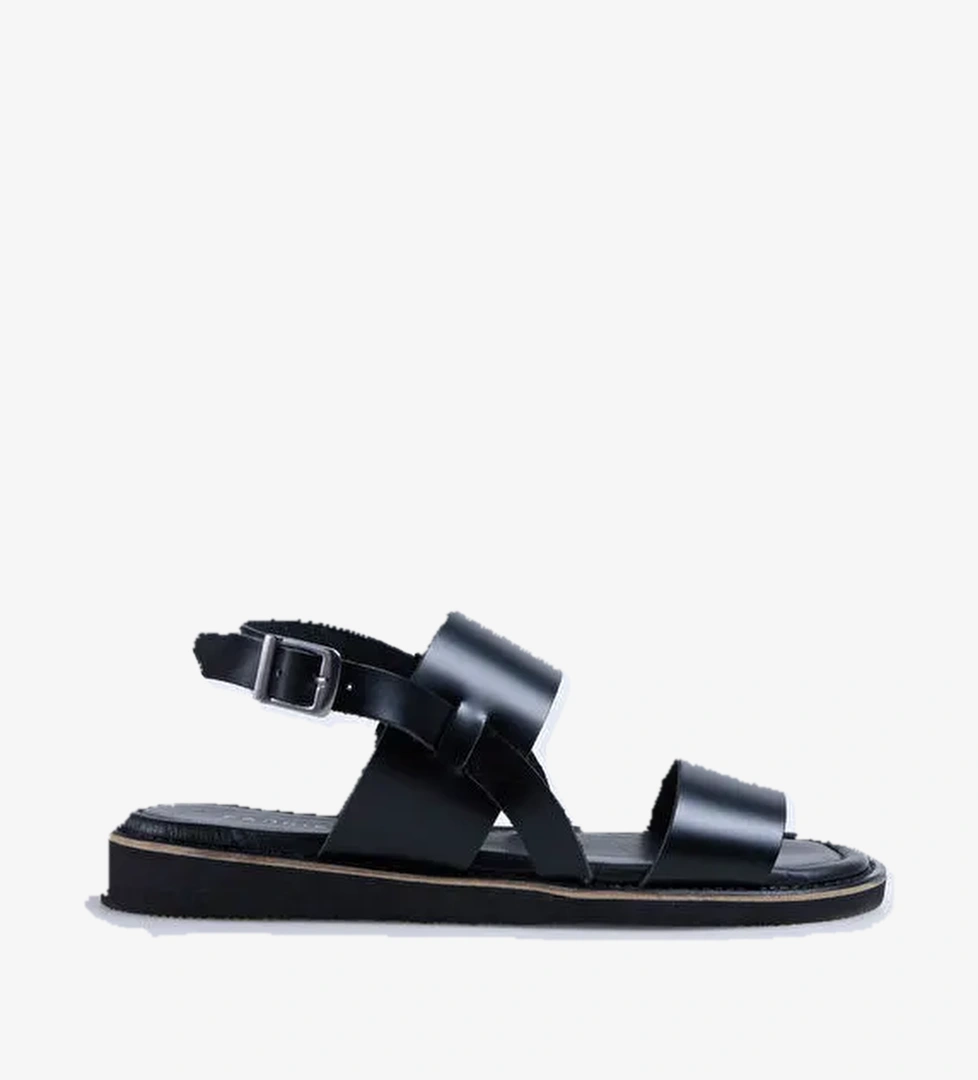 Fabrika Siyah Kadın Deri Sandalet D-DENISE