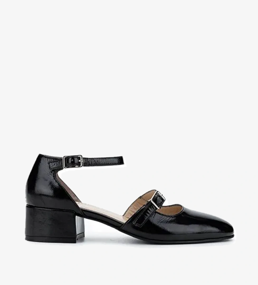 Tamer Tanca Kadın Hakiki Deri Siyah Rugan Topuklu Ayakkabı - Görsel 1