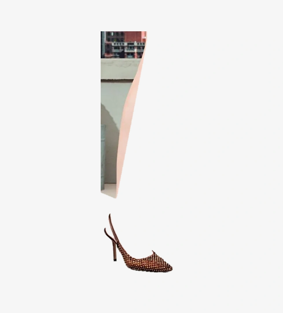 Kadın Bronz Taşlı Arkası Açık İnce Topuklu Deri Ayakkabı 25SFD1210TS - Görsel 1