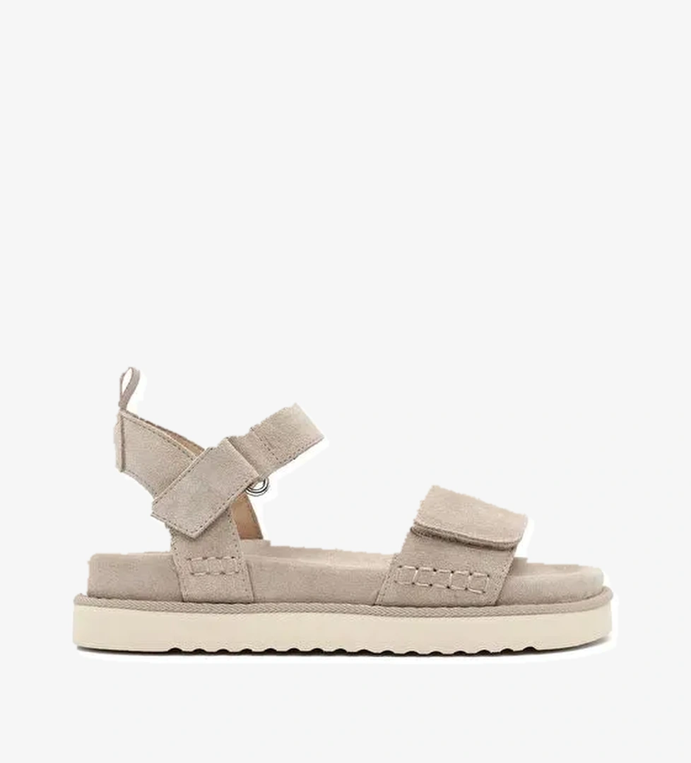 Kadın Krem Bantlı Kalın Tabanlı Süet Deri Sandalet 25SFD405510 - Görsel 1