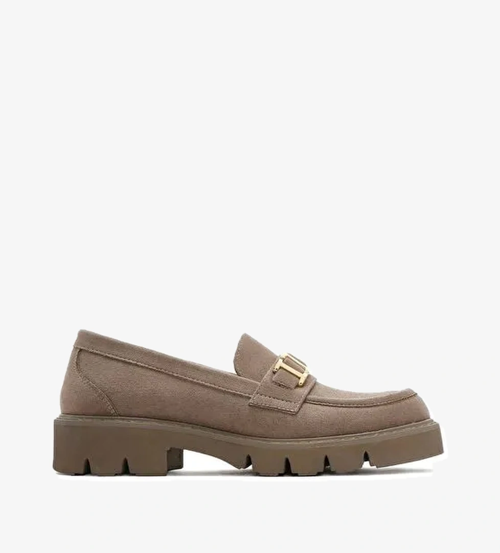 Kadın Taba Tokalı Süet Maskülen Loafer 25SFE402810 - Görsel 1