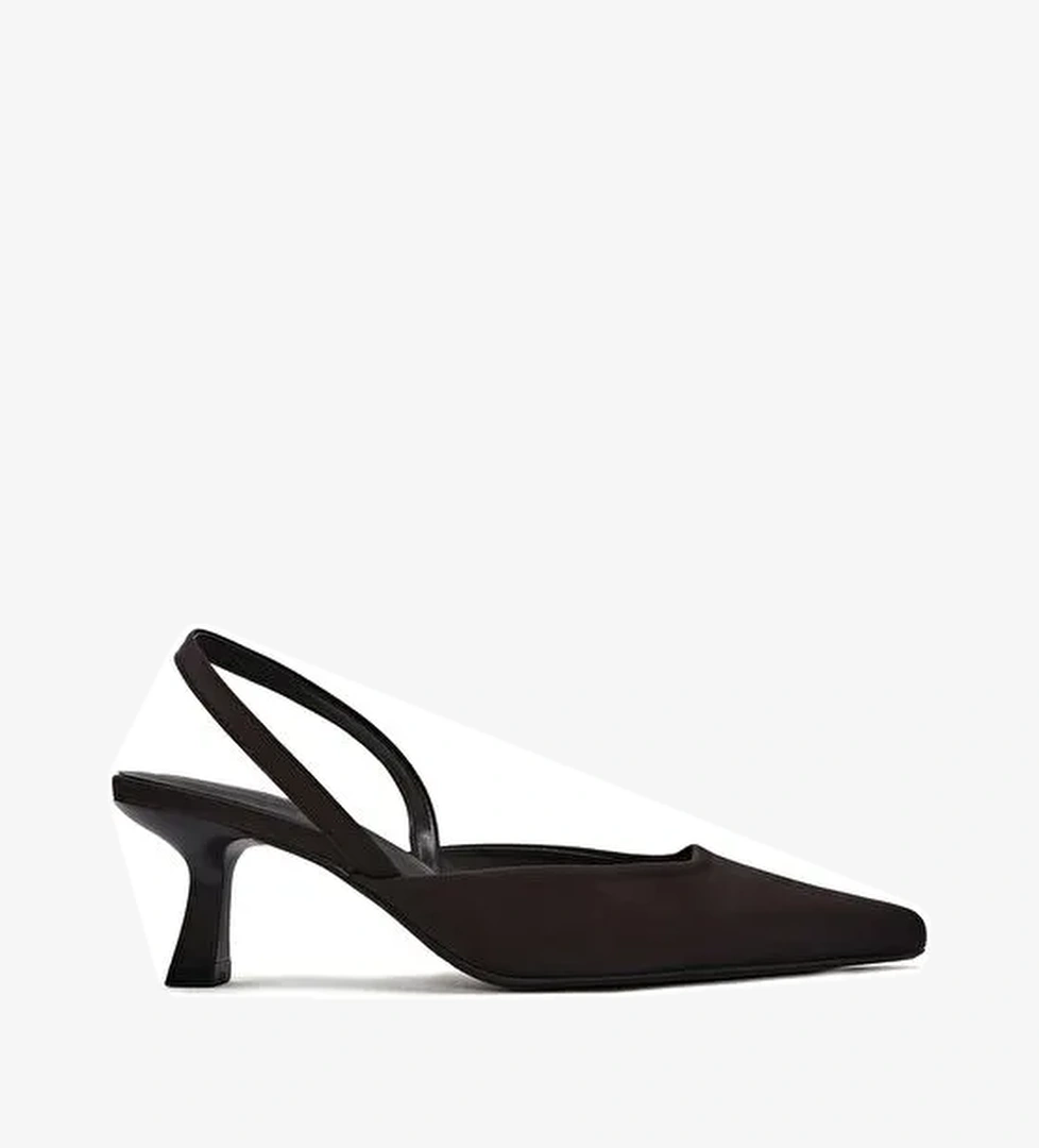 Kadın Siyah Arkası Açık Kısa İnce Topuklu Ayakkabı 25SFE40296F - Görsel 1