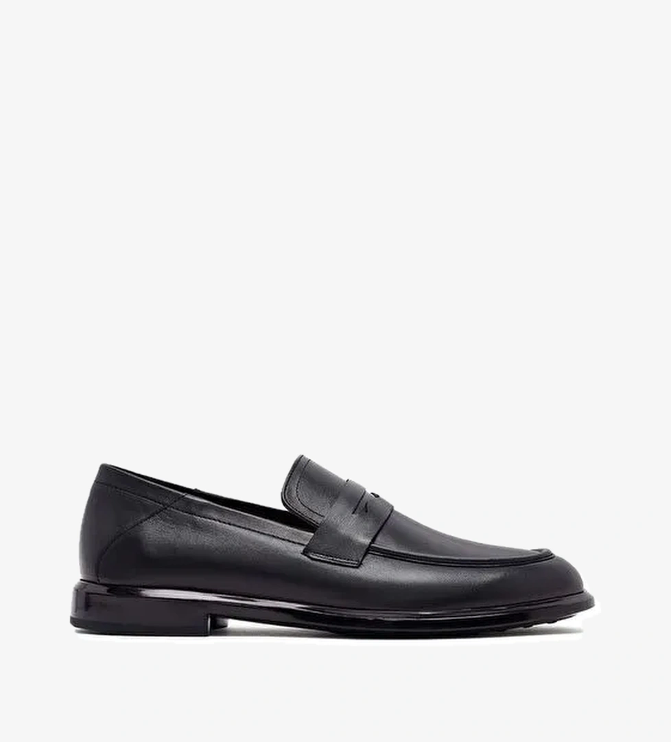 Erkek Siyah Deri Casual Loafer 25SFD601318 - Görsel 1