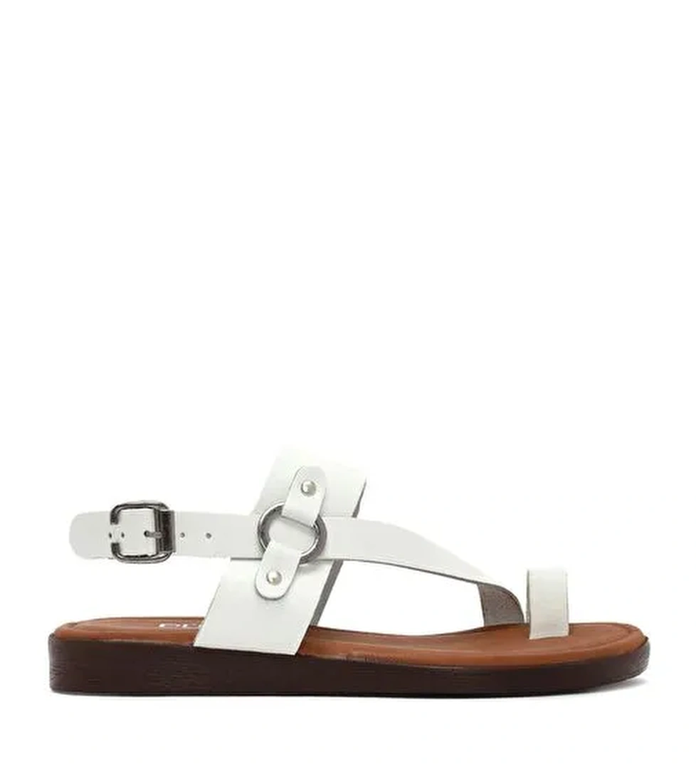 Derimod Derimod Kadın Beyaz Parmak Arası Deri Bodrum Sandalet 25SFD331218 Sandalet & Terlik | Boyner Beyaz - 1. görsel
