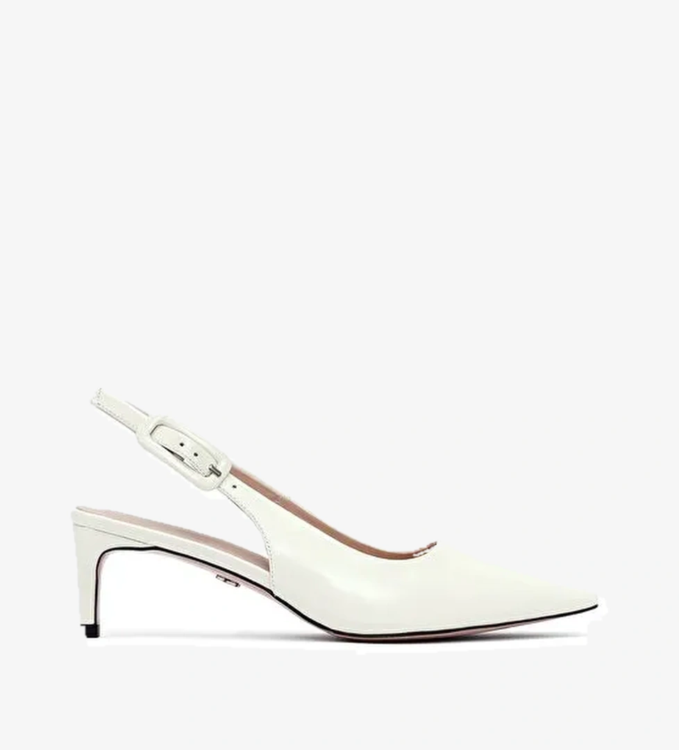 Derimod Derimod Kadın Krem Arkası Açık Kısa İnce Topuklu Deri Ayakkabı 25SFD494222 Topuklu Ayakkabı | Boyner Krem - 1. görsel