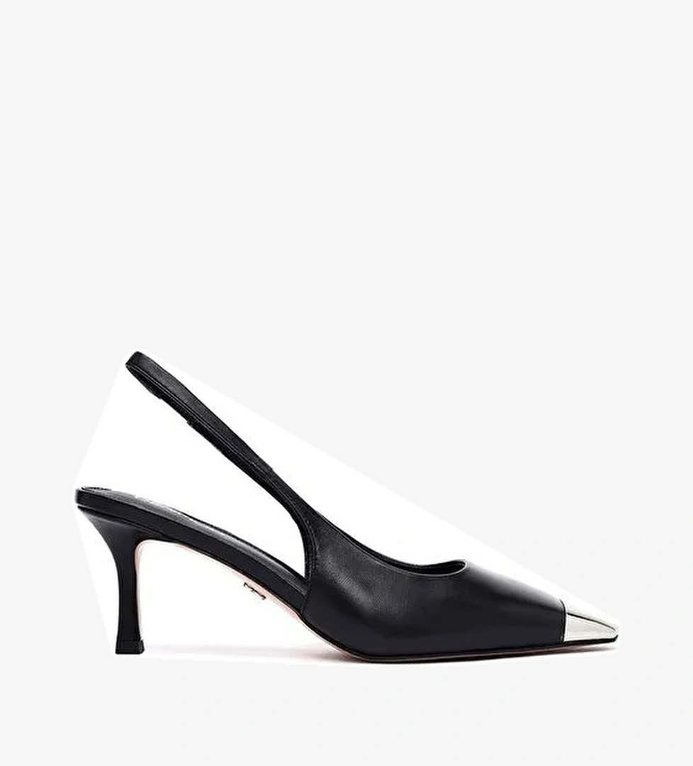 Derimod Derimod Kadın Siyah Arkası Açık İnce Topuklu Deri Ayakkabı 25SFD494318 Boyner'de! Siyah - 1. görsel