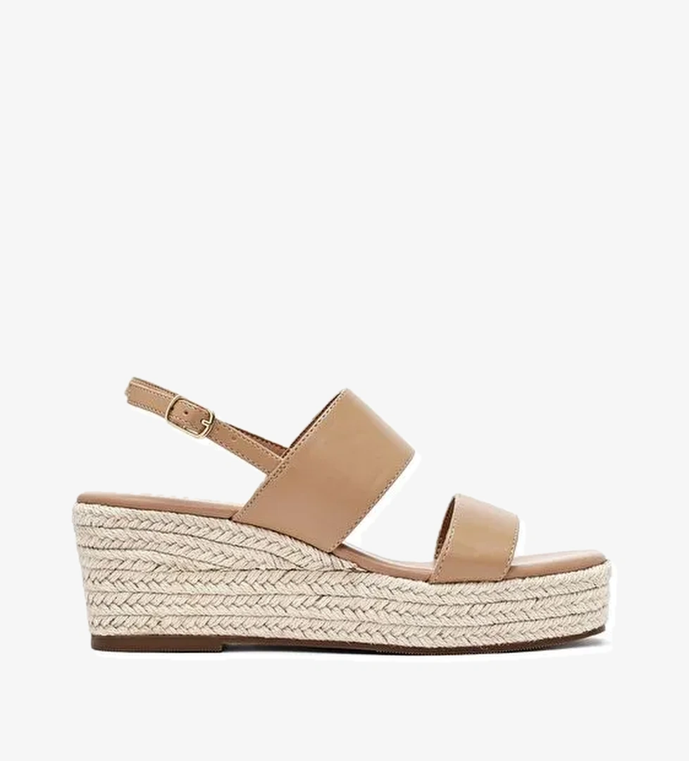 Kadın Vizon Bilekten Tokalı Dolgu Topuklu Espadril Sandalet 25SFE482118 - Görsel 1
