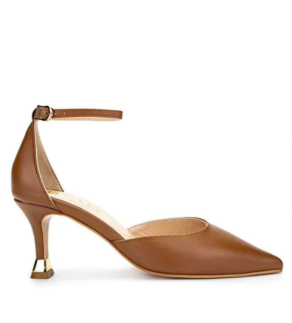 Tamer Tanca Kadın Hakiki Deri Taba Topuklu Ayakkabı - Görsel 1