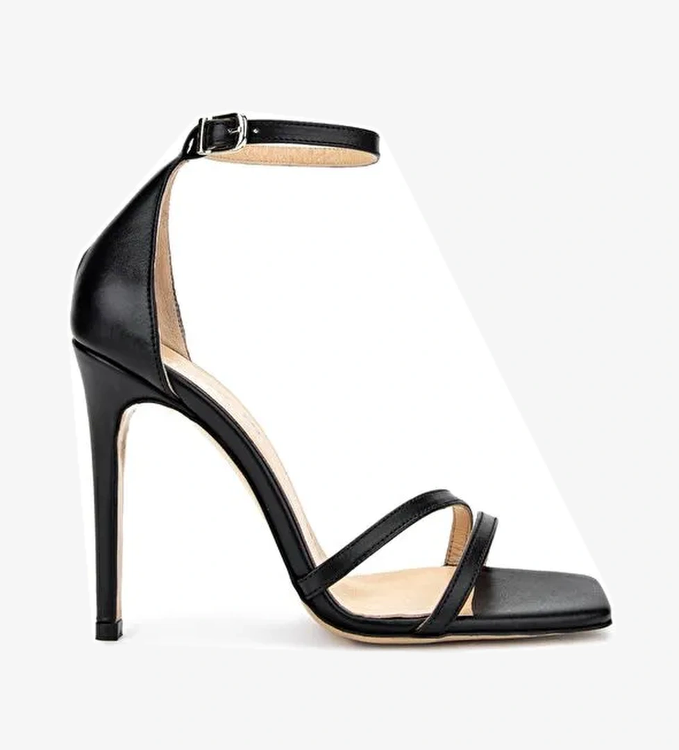 Tamer Tanca Kadın Hakiki Deri Siyah Deri Topuklu Ayakkabı - Görsel 1