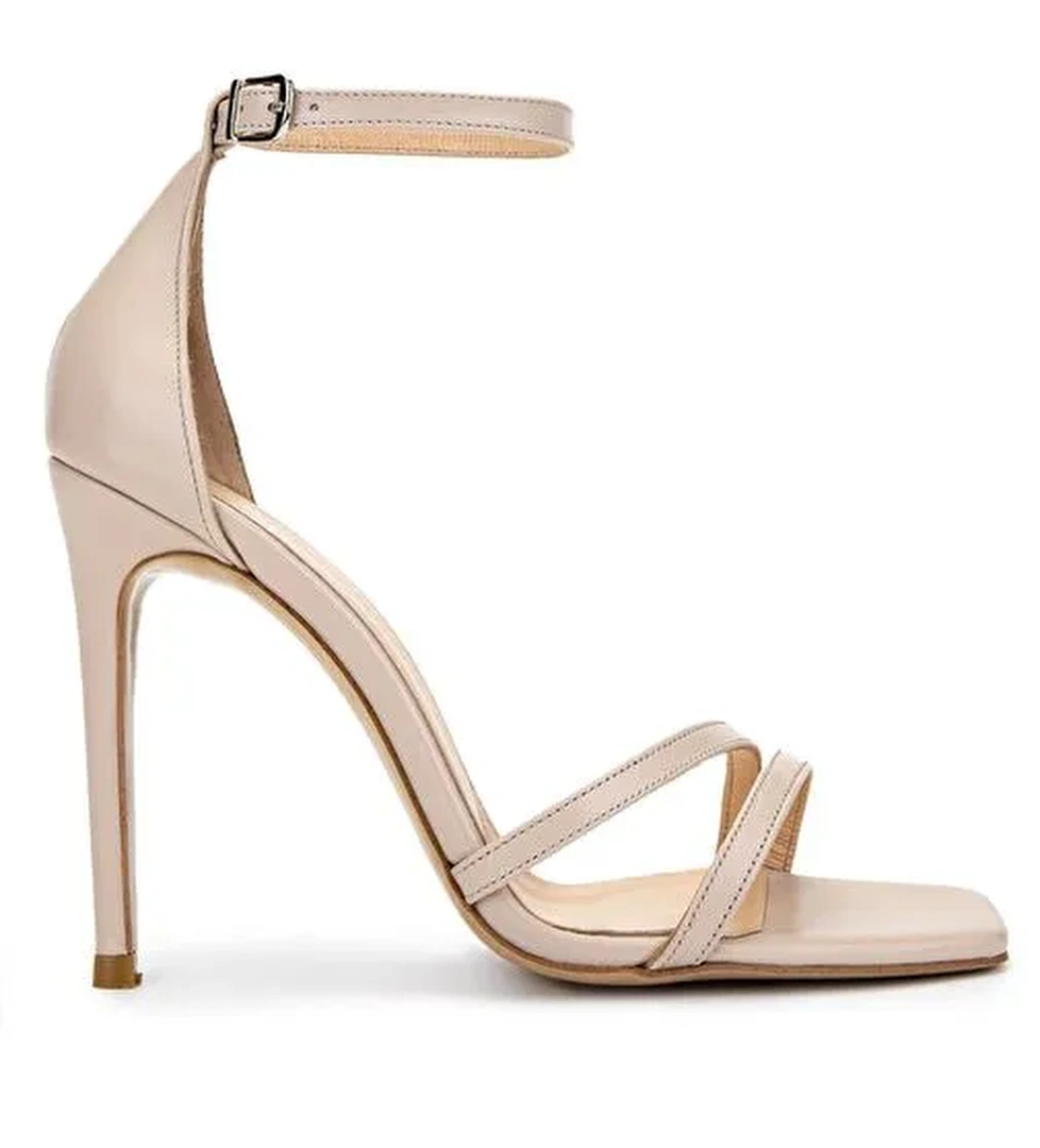 Tamer Tanca Kadın Hakiki Deri Bej Topuklu Ayakkabı - Görsel 1