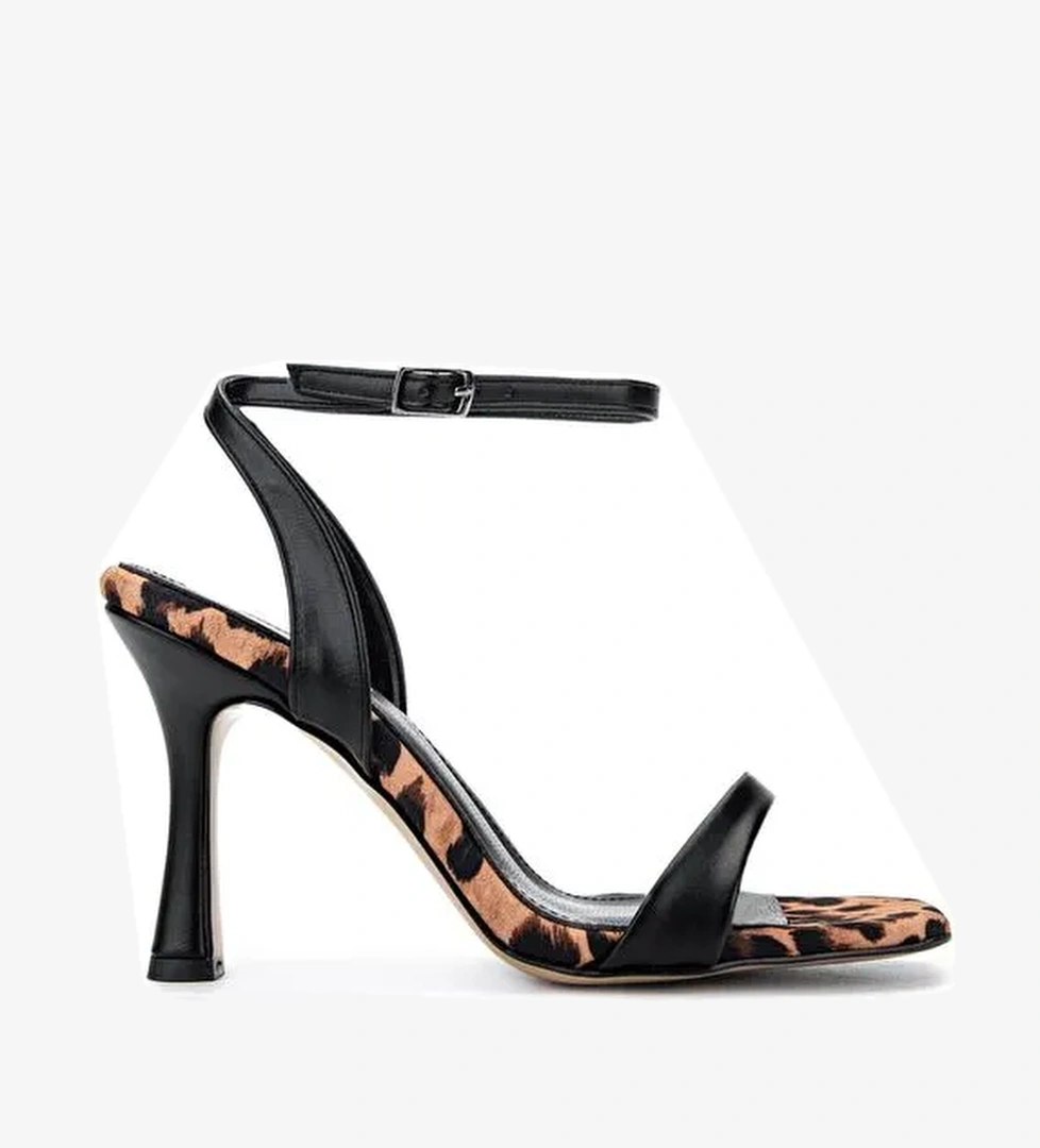 Tamer Tanca Kadın Suni Deri Leopar Topuklu Ayakkabı - Görsel 1