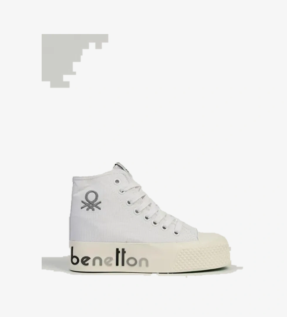 Benetton Beyaz Siyah Kadın Spor Ayakkabı BN-30945 - Görsel 1