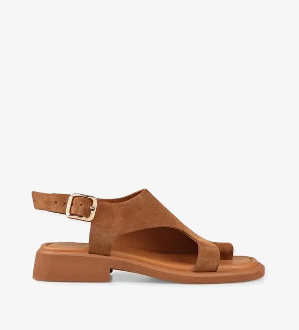 Taba Deri Kadın Parmak Arası Sandalet - Görsel 1