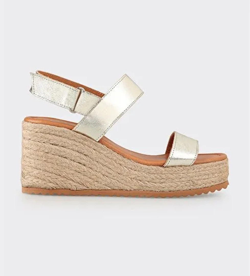 Gold Deri Kadın Espadril - Görsel 1