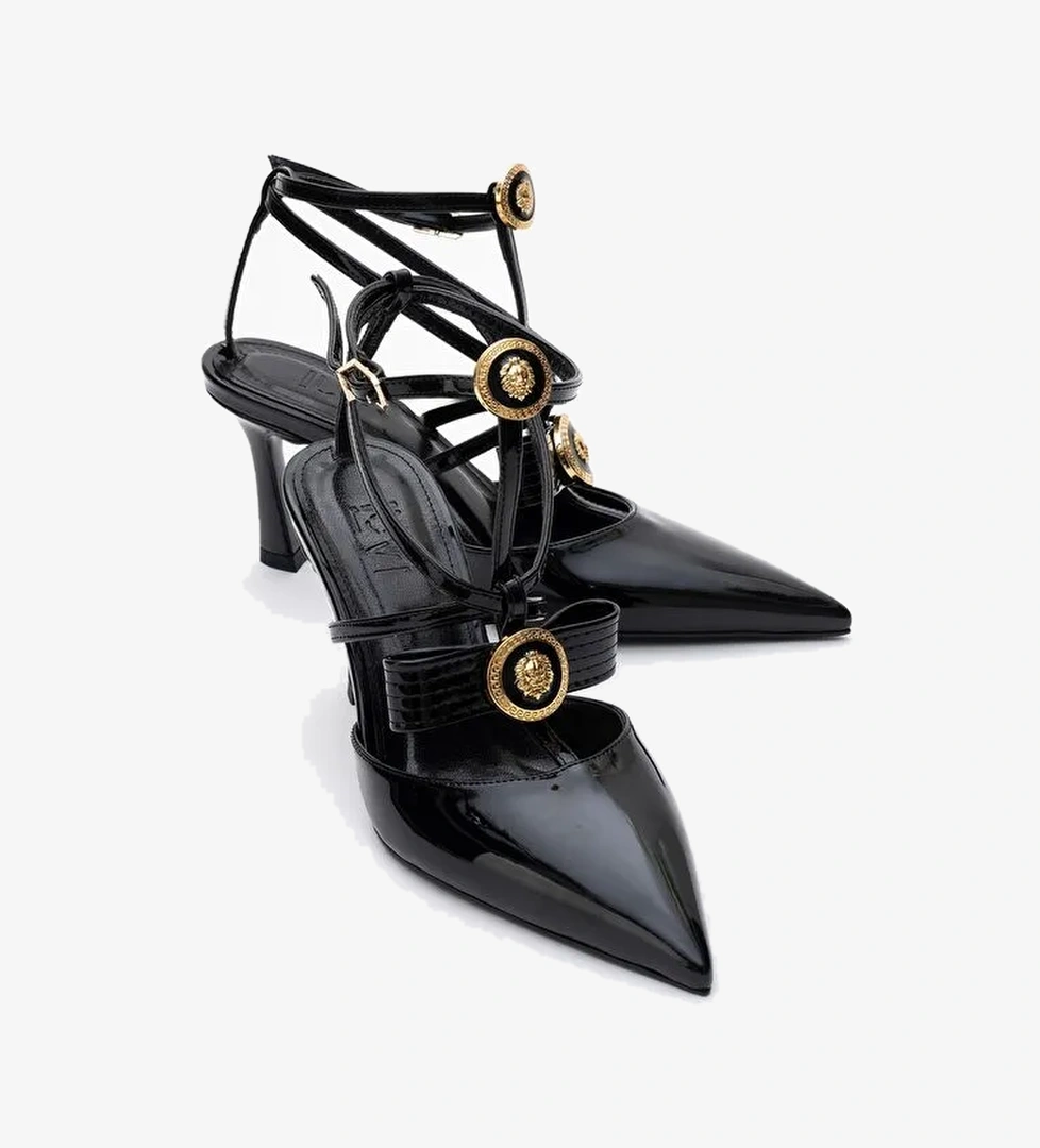 PEAL Siyah Rugan Kadın Topuklu Ayakkabı - Görsel 1