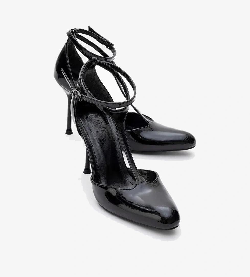 JON Siyah Rugan Kadın İnce Topuklu Ayakkabı - Görsel 1