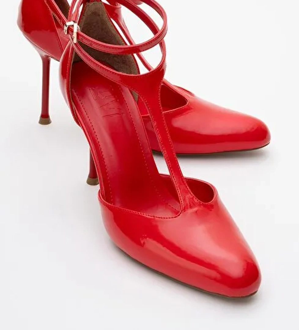 JON Kırmızı Rugan Kadın İnce Topuklu Ayakkabı - Görsel 1