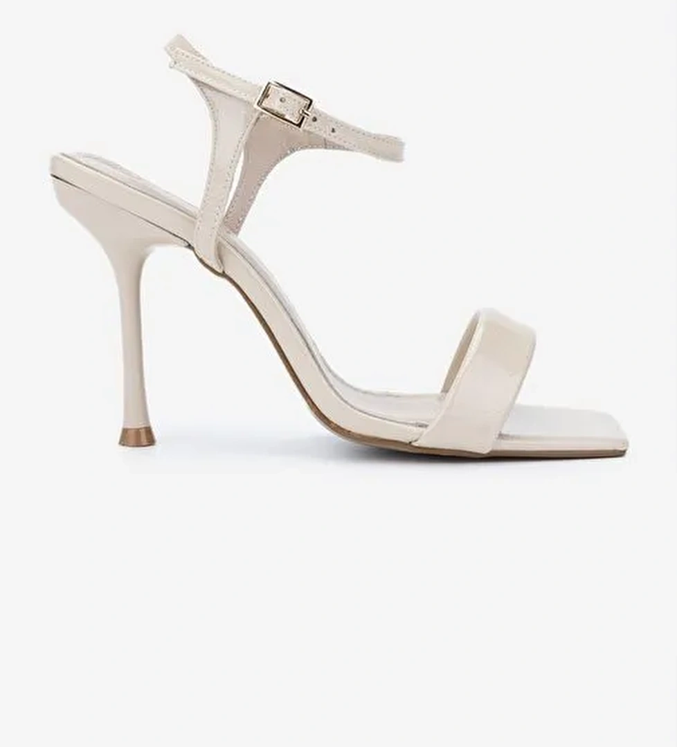 Valmenti Kadın Suni Deri Bej Rugan Topuklu Ayakkabı - Görsel 1